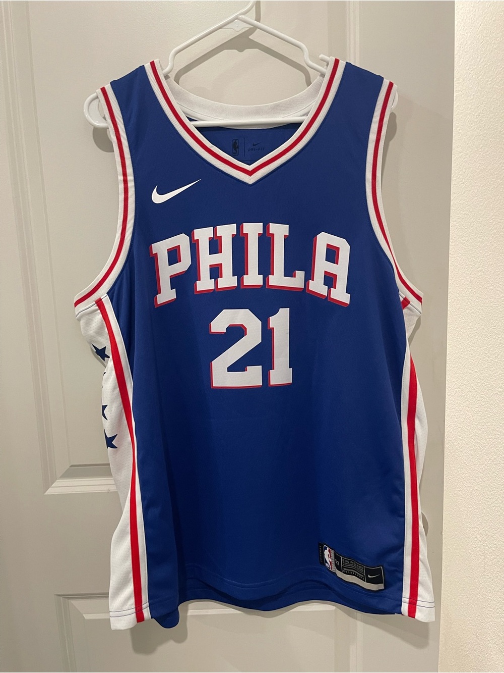 Nike Philadelphia 76ers Joel Embiid #21 Blue Swingman Jersey Size 52 XL